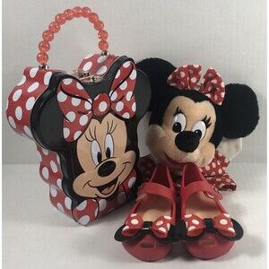 MINNIE MOUSE KIDS Shoes Size 6 with Collectable Carrying Case Tin & PUPPET